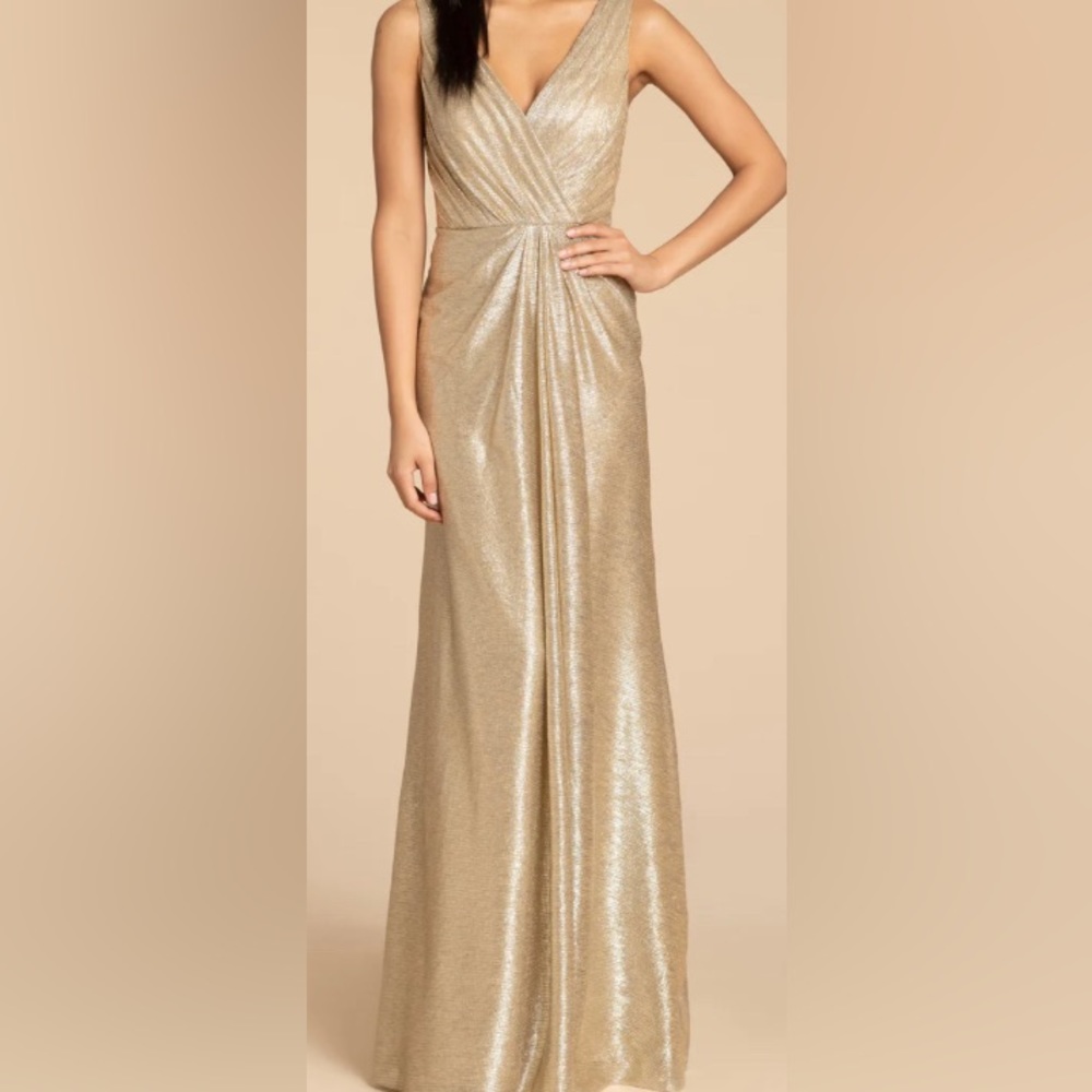 Hi! Dress: 5954 Hayley Paige| Color:Gold | Size:10 | Fabric: Liquid Metallic